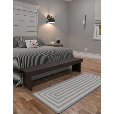 Tapete Eco Trenzado Concéntrico en Blanco y Gris