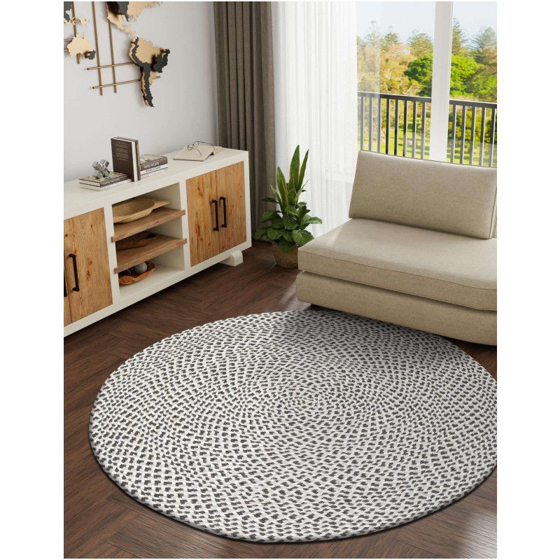 Tapete de Yute Trenzado Escoces en Gris