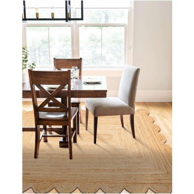 Tapete Trenzado de Yute con Orilla Ornamental en Natural