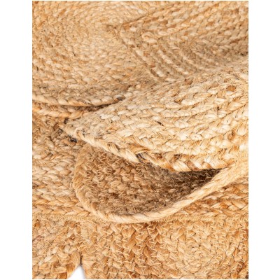 Tapete Trenzado de Yute con Orilla Ornamental en Natural