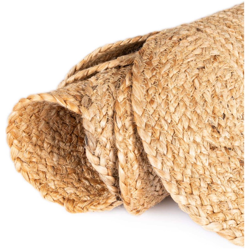 Tapete Trenzado de Yute con Orilla Ornamental en Natural