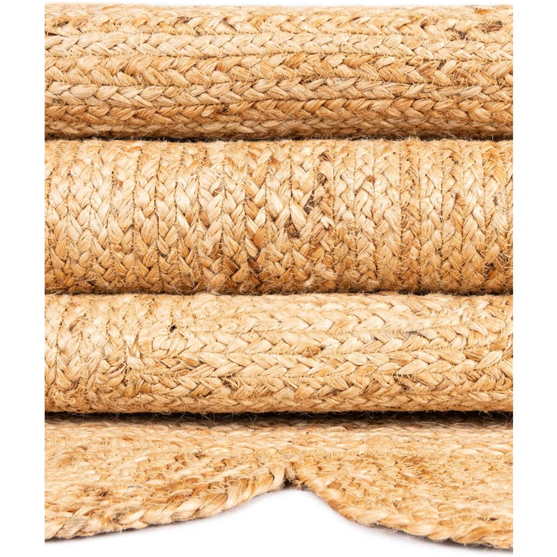 Tapete Trenzado de Yute con Orilla Ornamental en Natural