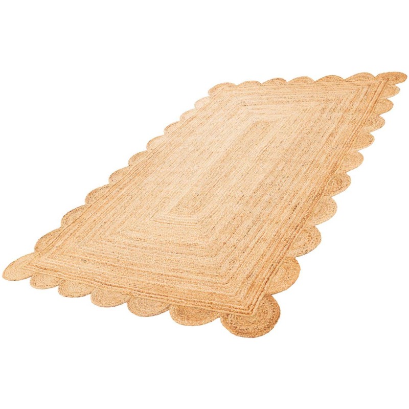 Tapete Trenzado de Yute con Orilla Ornamental en Natural