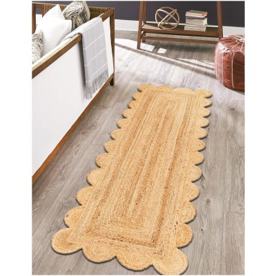 Tapete Trenzado de Yute con Orilla Ornamental en Natural
