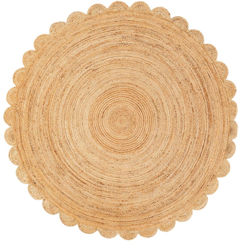 Tapete Trenzado de Yute con Orilla Ornamental en Natural