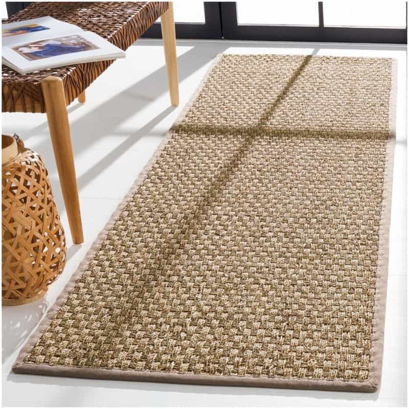 Tapete de Fibra Natural con Orilla Gris