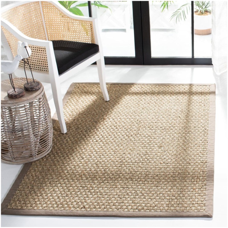 Tapete de Fibra Natural con Orilla Gris