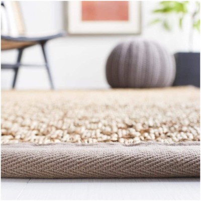 Tapete de Fibra Natural con Orilla Gris