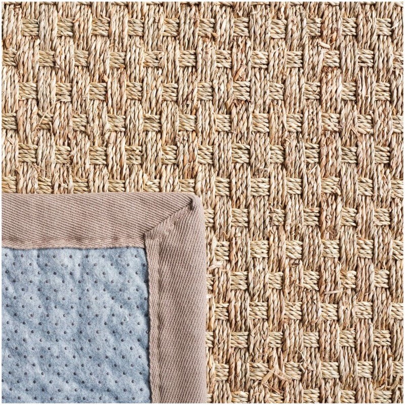 Tapete de Fibra Natural con Orilla Gris