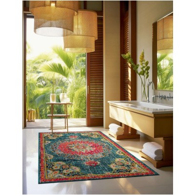 Tapete Virginia Medallón Azul