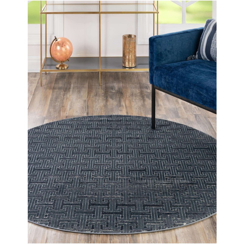 Tapete Christie Texturas Azul Marino - 2.40 Redondo