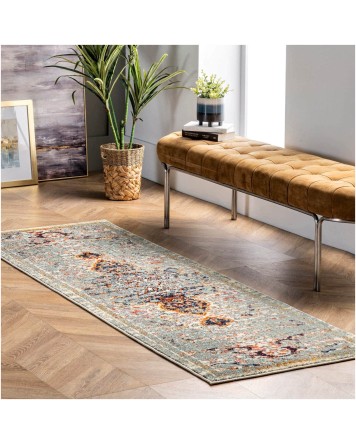 Tapete con Medallón Gótico Desvanecido Gris - 0.80 x 2.40 Corredor