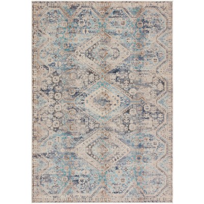 Tapete Legado Exterior de Medallón Azul y Begie