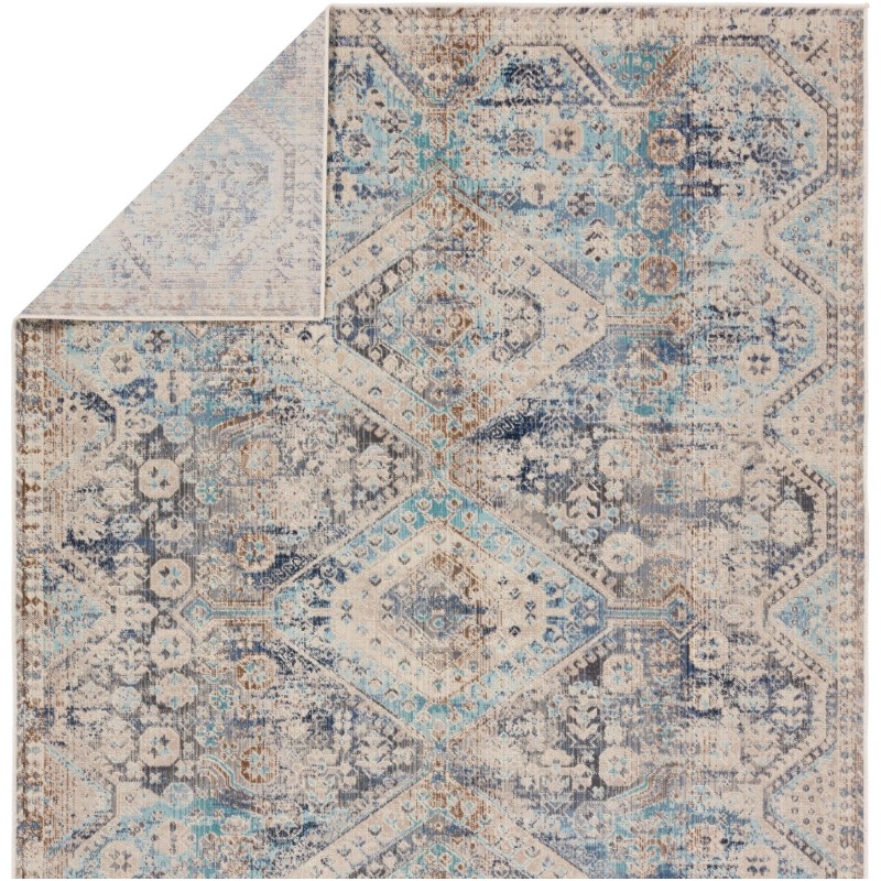 Tapete Legado Exterior de Medallón Azul y Begie