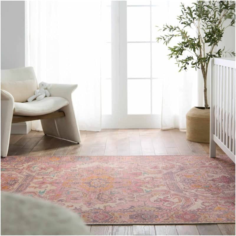 Tapete Lavable Marquez Medallón en Rosa