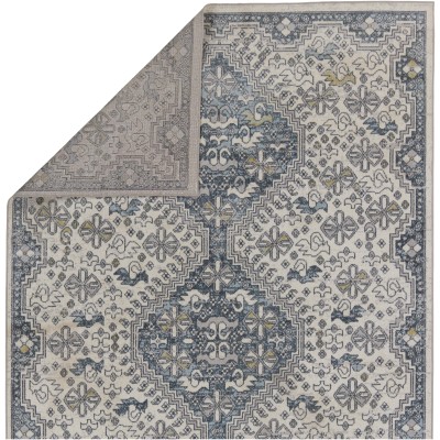 Tapete Nadia Tribal de Medallón en Azul y Crema