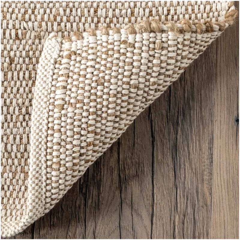 Tapete Natural Tejido de Yute y Algodón - 1.50 x 2.40