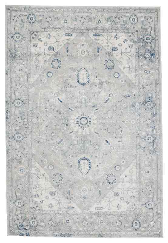 Tapete Confort Medallón Central en Gris y Azul
