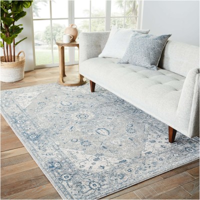 Tapete Confort Medallón Central en Gris y Azul