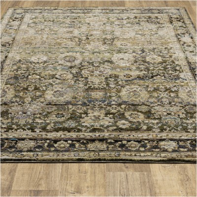 Tapete Principado Medallón Oriental en Verde y Café