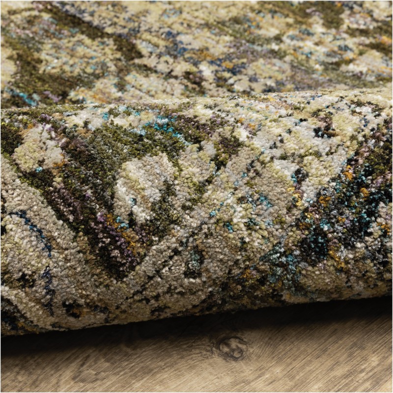 Tapete Principado Medallón Oriental en Verde y Café