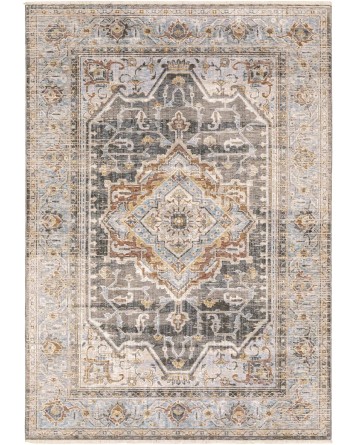 Tapete Soberano de Medallón Gris con Azul