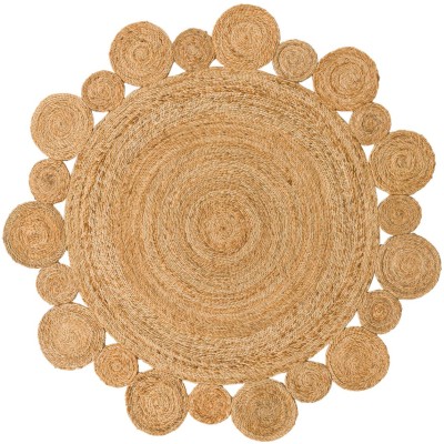 Tapete de Yute Redondo de Bolas y Bolitas