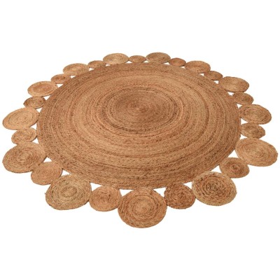 Tapete de Yute Redondo de Bolas y Bolitas