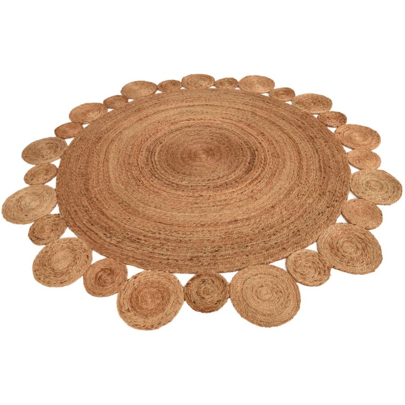 Tapete de Yute Redondo de Bolas y Bolitas