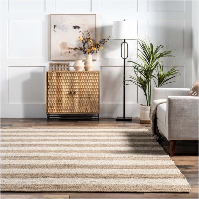 Tapete de Yute y Denim Rayado - 1.50 x 2.40