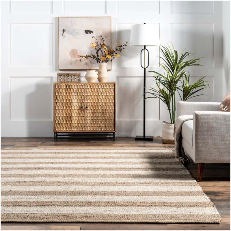 Tapete de Yute y Denim Rayado - 1.50 x 2.40