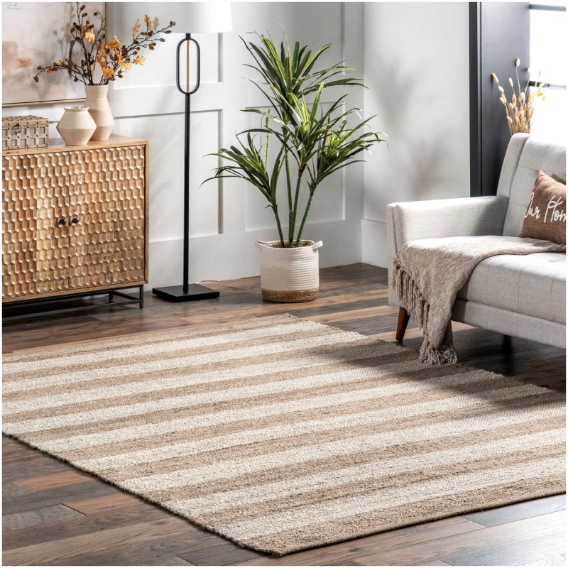 Tapete de Yute y Denim Rayado - 1.50 x 2.40