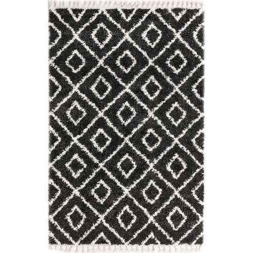 shag nordico rombos en negro y blanco